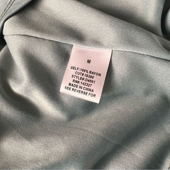 Sage Dusty Blue Floral Long Sleeve Open Back Shift Dress - Picture 9 of 10